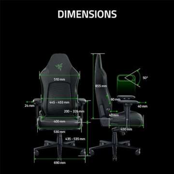 Razer Iskur V2 Gaming Chair: Adaptive Lumbar Support - Adjustable Lumbar Curve - High Density Foam Cushions - Reactive Seat Tilt &152-degree Recline - 4D Armrests - Synthetic Leather - Black/Green