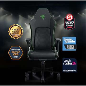Razer Iskur V2 Gaming Chair: Adaptive Lumbar Support - Adjustable Lumbar Curve - High Density Foam Cushions - Reactive Seat Tilt &152-degree Recline - 4D Armrests - Synthetic Leather - Black/Green