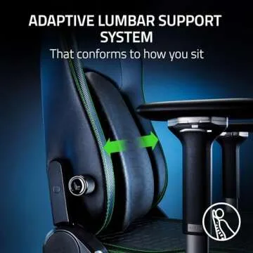 Razer Iskur V2 Gaming Chair: Adaptive Lumbar Support - Adjustable Lumbar Curve - High Density Foam Cushions - Reactive Seat Tilt &152-degree Recline - 4D Armrests - Synthetic Leather - Black/Green