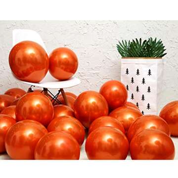 Metallic Orange Balloons, 50pcs 12 inch Orange Balloons, Double Layer Orange Burnt Balloons are More Durable, Suitable for Wedding, Birthday Party Balloon Decoration.