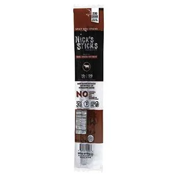 Nick's Sticks Clean & Balanced 100% Grass-Fed Spicy Beef Snack Sticks | Made in the USA | Gluten Free | Paleo, Keto, Whole30 Approved | No Soy, Antibiotics or Hormones (25 – 1.7oz. Packs of 2 Sticks)