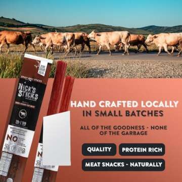 Nick's Sticks Clean & Balanced 100% Grass-Fed Spicy Beef Snack Sticks | Made in the USA | Gluten Free | Paleo, Keto, Whole30 Approved | No Soy, Antibiotics or Hormones (25 – 1.7oz. Packs of 2 Sticks)