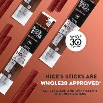 Nick's Sticks Clean & Balanced 100% Grass-Fed Spicy Beef Snack Sticks | Made in the USA | Gluten Free | Paleo, Keto, Whole30 Approved | No Soy, Antibiotics or Hormones (25 – 1.7oz. Packs of 2 Sticks)