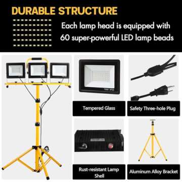 21000 Lumen Waterproof Adjustable Tripod Work Light
