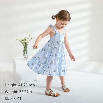 YOUNGER TREE Toddler Girls Outfits Floral Flutter Sleeve Princess Dress Summer Clothes Line Skirts f...