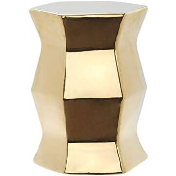 SAFAVIEH ACS4542F Modern Hexagon Ceramic Decorative Garden Stool, 0, Gold