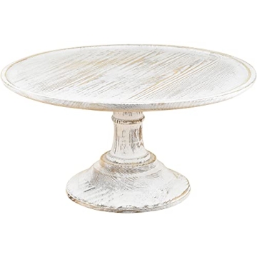Ochichco Farmhouse 12″ Shabby Chic Decor White Wedding Decor Wooden Cake Stand, Kitchen Table Cent...