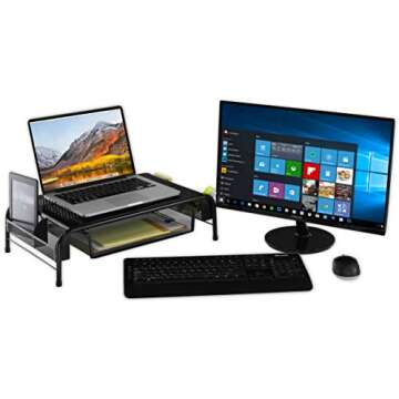 Simple Houseware Metal Desk Monitor Stand Riser with Organizer Drawer