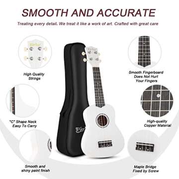 Soprano Ukulele Beginner Kit for Kids Adult Student 21 Inch Ukelele w/Free Online Lesson Gig Bag Str...