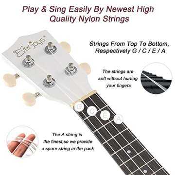 Soprano Ukulele Beginner Kit for Kids Adult Student 21 Inch Ukelele w/Free Online Lesson Gig Bag Strap String Tuner Songbook Pick Polishing Cloth, Rainbow Series Ukalalee(Shinny White）