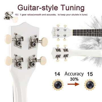 Soprano Ukulele Beginner Kit for Kids Adult Student 21 Inch Ukelele w/Free Online Lesson Gig Bag Strap String Tuner Songbook Pick Polishing Cloth, Rainbow Series Ukalalee(Shinny White）