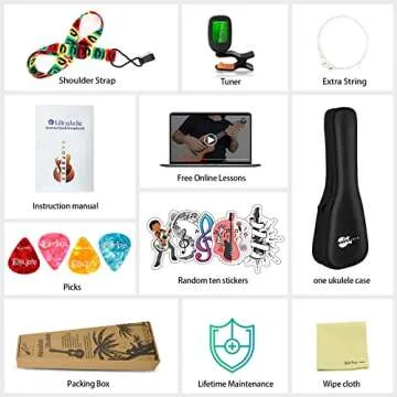 Soprano Ukulele Beginner Kit for Kids Adult Student 21 Inch Ukelele w/Free Online Lesson Gig Bag Strap String Tuner Songbook Pick Polishing Cloth, Rainbow Series Ukalalee(Shinny White）