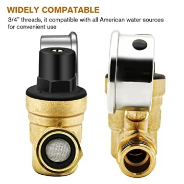 Twinkle Star Adjustable RV Water Pressure Regulator with Gauge