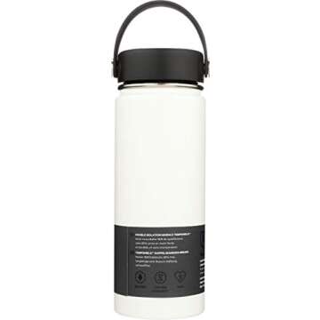 Hydro Flask Water Bottle - Stainless Steel & Vacuum Insulated - Wide Mouth with Leak Proof Flex Cap - 18 oz, White