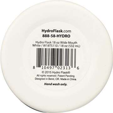 Hydro Flask Water Bottle - Stainless Steel & Vacuum Insulated - Wide Mouth with Leak Proof Flex Cap - 18 oz, White