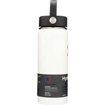 Hydro Flask Water Bottle - Stainless Steel & Vacuum Insulated - Wide Mouth with Leak Proof Flex Cap - 18 oz, White