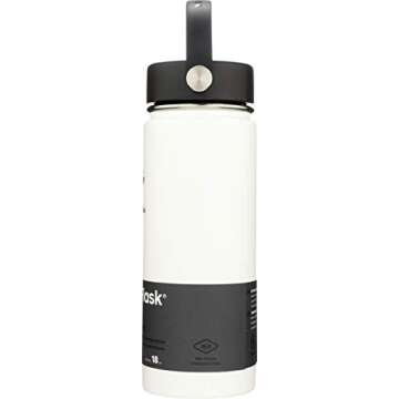 Hydro Flask Water Bottle - Stainless Steel & Vacuum Insulated - Wide Mouth with Leak Proof Flex Cap - 18 oz, White