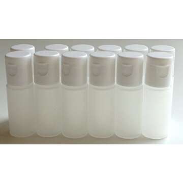 1/4-oz Cylinder Squeeze Bottles with Flip Top Cap/Natural-Colored Dropper Containers/Bag of 12