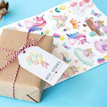 Cute Pink Unicorn Adhesive Stickers Rainbow Magical Star Unicorn Stickers 715 Count for Girls Toddle...