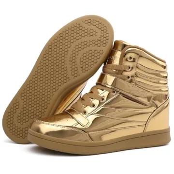 UBFEN High Top Sneakers Women Wedge Retro Golden Style