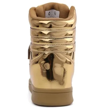 UBFEN High Top Sneakers Women Wedge Retro Golden Style