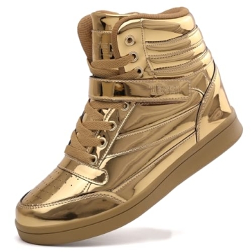UBFEN High Top Sneakers Women Wedge Retro Golden Style