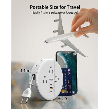 HOPOW Travel Plug Adapter with Retraction Cord - Universal