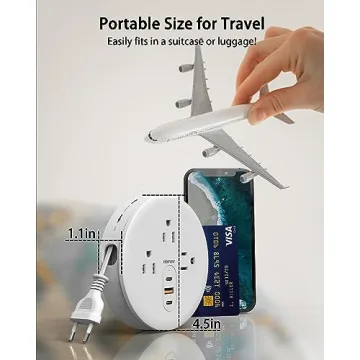 HOPOW Travel Plug Adapter with Retraction Cord - Universal