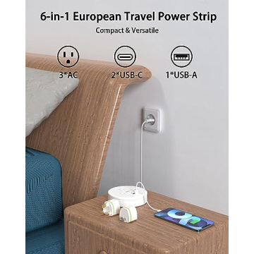 HOPOW Travel Plug Adapter with Retraction Cord - Universal