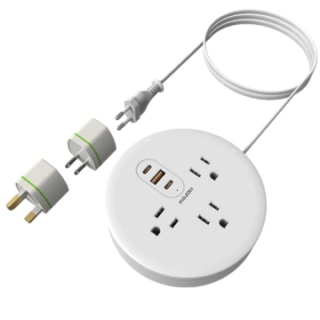 HOPOW Travel Plug Adapter with Retraction Cord - Universal