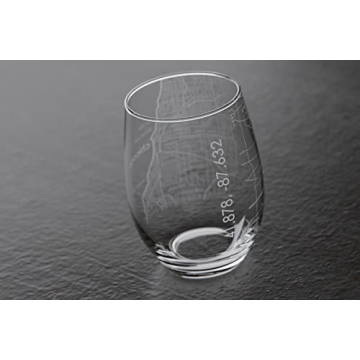 Engraved Chicago Map Stemless Wine Glass | Unique Gift