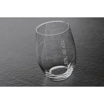 Engraved Chicago Map Stemless Wine Glass | Unique Gift