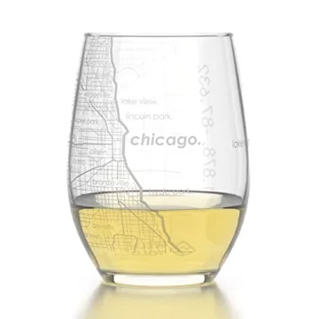 Engraved Chicago Map Stemless Wine Glass | Unique Gift