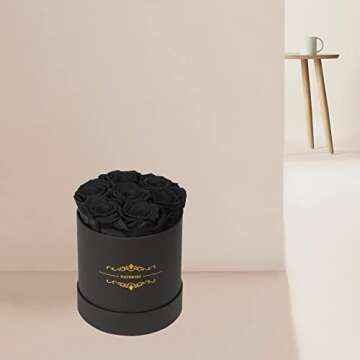 NATROSES Preserved Real Roses in a Box Roses That Last Up to 3 Years, Long Lasting Roses Gifts for Her, Valentines Day Gifts for Her (Black)