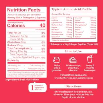 Further Food Premium Gelatin Powder - Unflavored Collagen Source for Health & Cooking