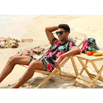 Men's Hawaiian Shirt Set with Bucket Hat for Summer Style