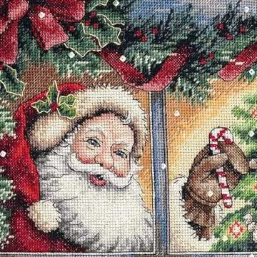 Dimensions Santa Claus Gold Collection Personalizable Counted Cross Stitch Christmas Stocking Kit, 16" Long, 16 Cnt. Dove Grey Aida
