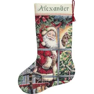 Dimensions Santa Claus Gold Collection Personalizable Counted Cross Stitch Christmas Stocking Kit, 16" Long, 16 Cnt. Dove Grey Aida