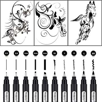 PANDAFLY Calligraphy Pen, 10 Size Calligraphy Pens for Writing, Brush Pens Calligraphy Set for Beginners, Hand Lettering Pen for Art Drawing, Sketching, Scrapbooking