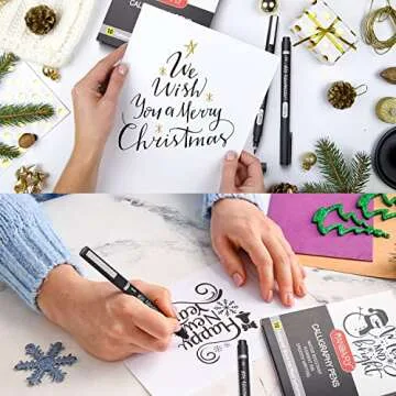 PANDAFLY Calligraphy Pen, 10 Size Calligraphy Pens for Writing, Brush Pens Calligraphy Set for Beginners, Hand Lettering Pen for Art Drawing, Sketching, Scrapbooking