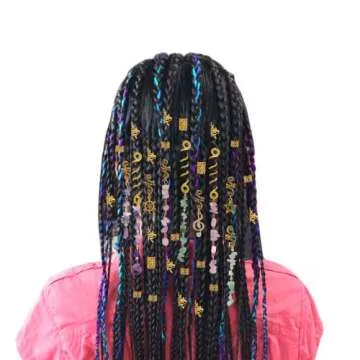 40Pcs Hair Jewelry for Braids, hoyuwak Natural Colored Crystal Stone Hair Braid Accessories Metal Hair Charms Gold Loc Dreadlock Spirals Cuffs Rings for Women Girls Rave Festival Hairstyle Decoration