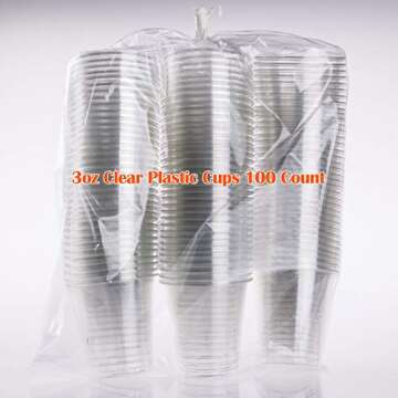 Golden Apple 100ct Clear Plastic Cups for Parties