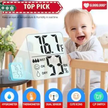 Antonki 2 Pack Room Thermometer for Home, Indoor Hygrometer Humidity Meter Gauge, Digital Temperatur...