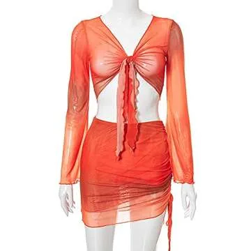 SHESEEWORLD Women's Sexy 2 Piece Tie Dye Skirt Set