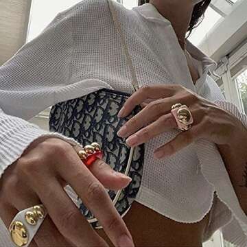 SLOONG 5pcs Y2K Style Chunky Retro Resin Acrylic Ring Cute Candy Ring Colorful Ring Jewelry Square Rings Ring Personality Ring for Women Adult