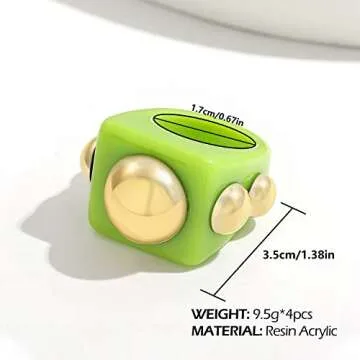 Colorful Y2K Style Acrylic Rings - 5pc Set for All