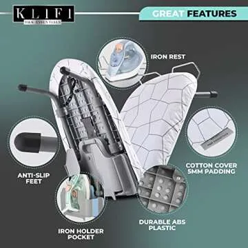 KLIFI™ Small Ironing Board Iron Board Hanger Wall Mount – Table Top Ironing Board with Adjustabl...