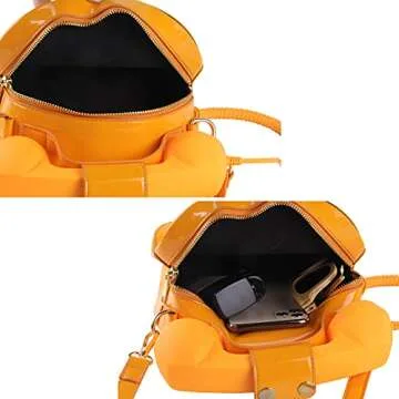 Oweisong Fun Telephone Purse for Women Novelty Phone Tote Handbags Top Handle Shoulder Crossbdoy Bag Orange