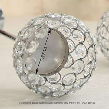 VINCIGANT Crystal Hurricane Candle Holder Silver Candlestick Set of 2 for Anniversary Celebration Coffee Table Modern Decorative Centerpieces