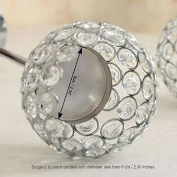 VINCIGANT Crystal Hurricane Candle Holder Silver Candlestick Set of 2 for Anniversary Celebration Coffee Table Modern Decorative Centerpieces